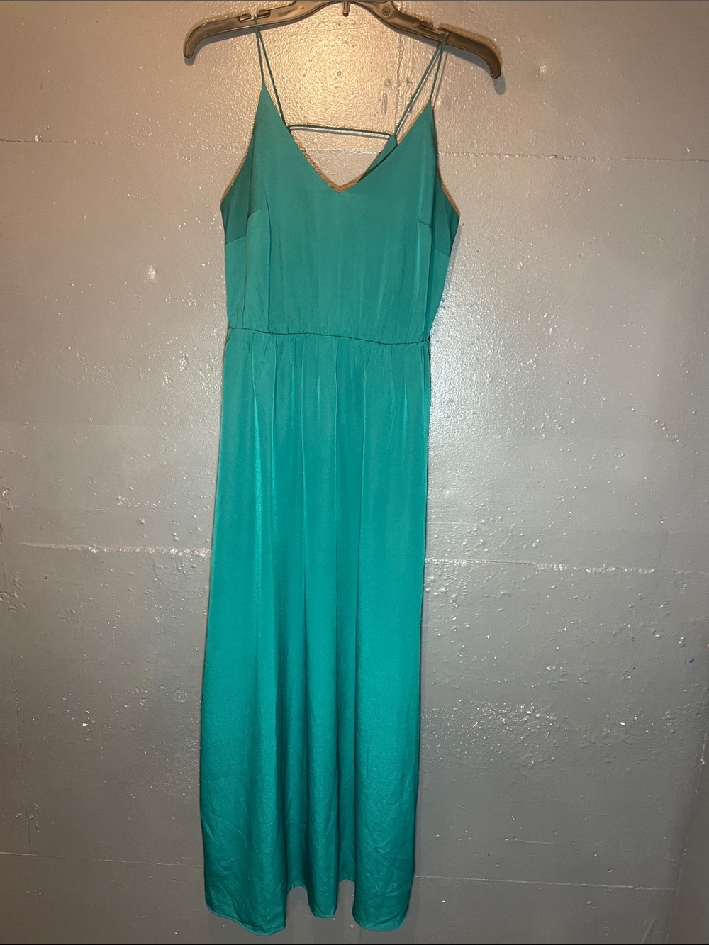 LOFT Teal Green Spaghetti-Strap Maxi Dress